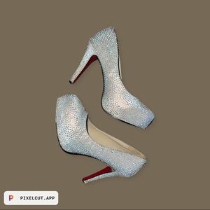 Iridescent bedazzled heels